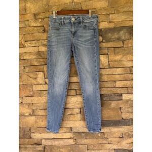 American Eagle Jegging‎ Womens 4 Short Blue Next Level Stretch Jeans Distressed